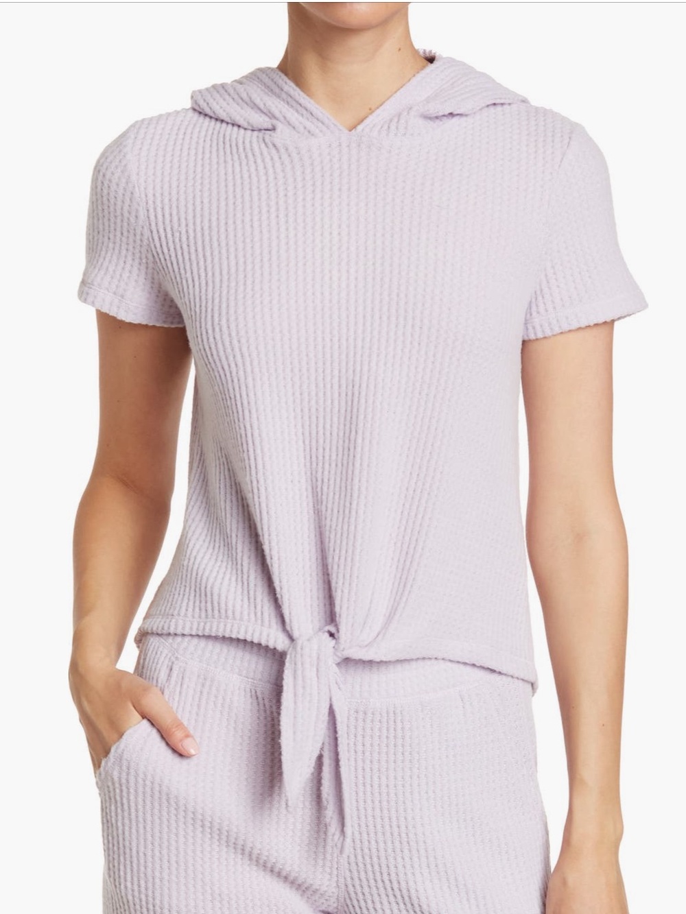 NWT 90 Degrees By Reflex Tie-Front Short Sleeve Hoodie